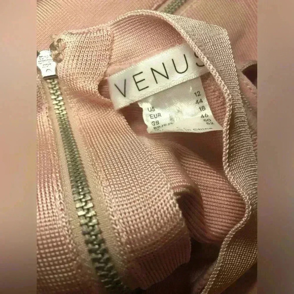 🌸VENUS Chiffon Overlay Bandage Bodycon Pink Dress Sleeveless Sexy Slimmi… - Picture 9 of 16
